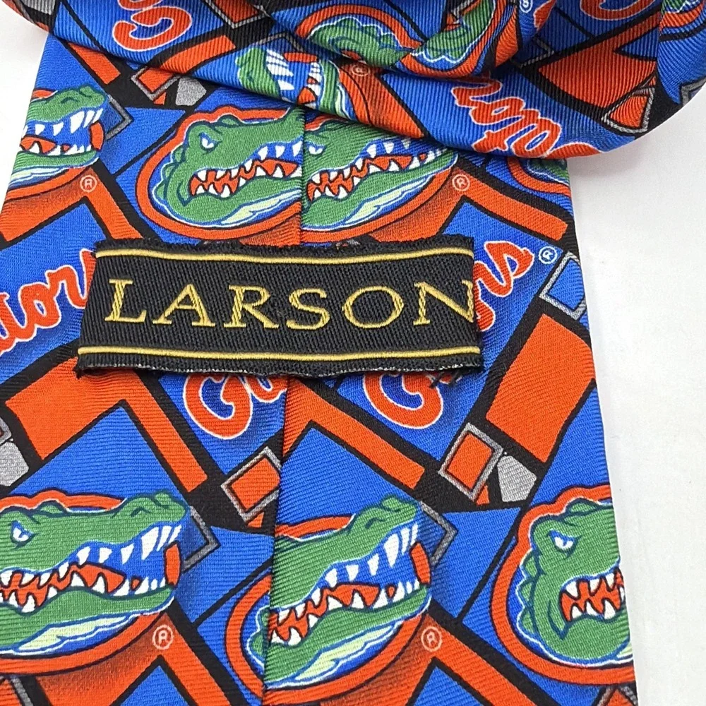 Larson Florida Gators Neck Tie‎ Blue Orange Alligator Logo NCAA Mens
